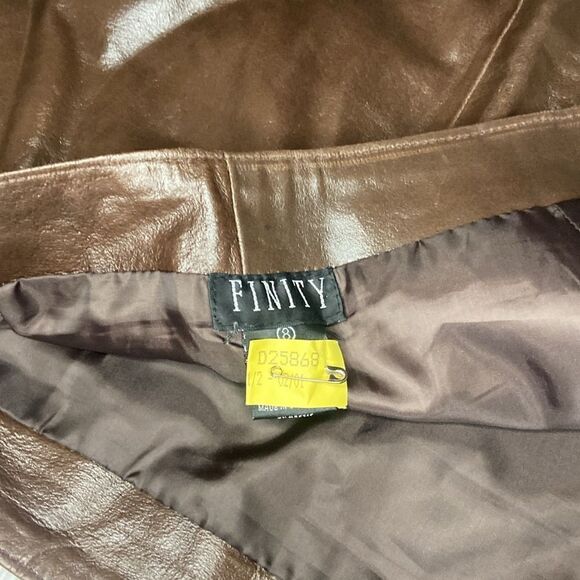 Finity Brown Leather High waist Skirt size 8 - Picture 6 of 8